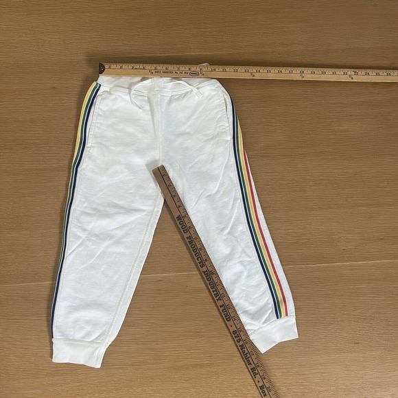 Girl's Hanna Andersson Size 5 White Racing Stripes 100% Cotton Jogger Sweatpants - Picture 5 of 6